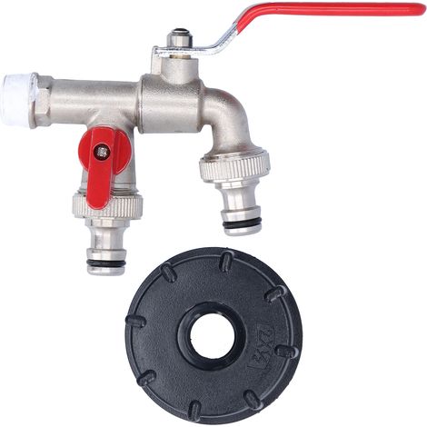 Raccord double en laiton pour adaptateur IBC, robinet de vidange de réservoir avec embout double tête, connecteur de tuyau pour cuve (1/5)