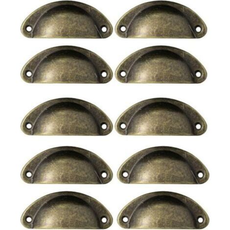 Lot de 10 Poignées de Tiroir Rétro en Métal Pour Meubles de Cuisine Porte d'armoire Placards avec Boutons Meubles en Laiton Antique (1/5)