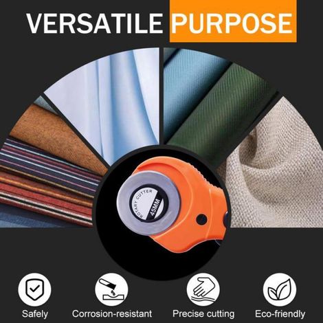 Kit de Couteau Rotatif Cutter + 5 Lames Rechange, Découpe Précise Protection Couture Patchwork Cuir Tissu Papier Cuneary (1/5)