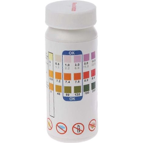 Bandelettes De Test Piscine - pH Chlore Brome Dureté Alcalinité Acide Cyanurique - 3 4 X 9 7 Cm - 100 Pièces (1/3)