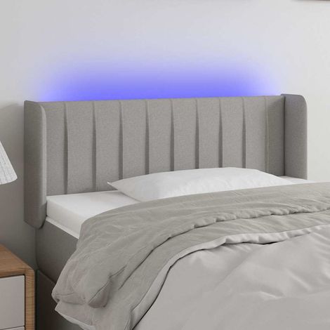 vidaXL Cabecero con LED de tela gris claro 83x16x78/88 cm (1/5)
