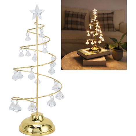 Lampe de Table Arbre de Noël Cristal LED, Lumière Chaude Or pour Chambre Salle de Bain Escalier (1/5)