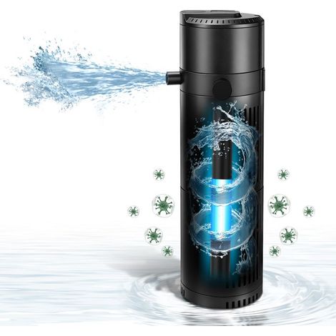 Filtre et pompe 5 en 1 pour aquarium, 25 W 1800 L/h 300-700 L avec filtre UVC intégré, pompe d'aquarium, oxygénation, circulation (xh) (1/5)