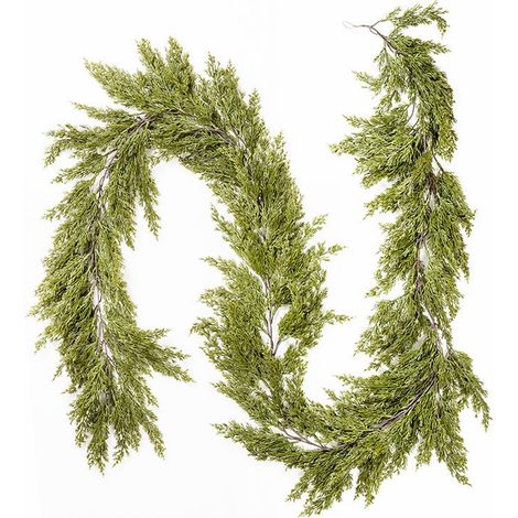 Guirlande Artificielle - Cyprès - Pin Réaliste - Pour Intérieur Extérieur - 200 cm - Décoration Noël Cheminée Escalier Table Mur (1/5)