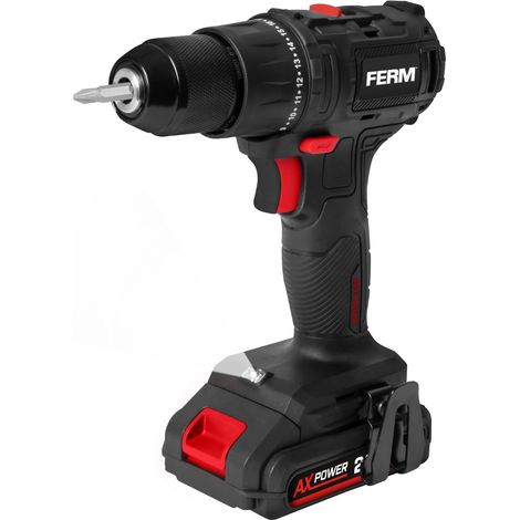 FERM - AX-Power - Taladro inalámbrico - 20V - Incluye batería y cargador en maletín