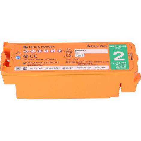 Original Nihon Kohden Lithiumbatterie SB-212VK für Defibrillator Cardiolife AED2100–2152 (1/5)