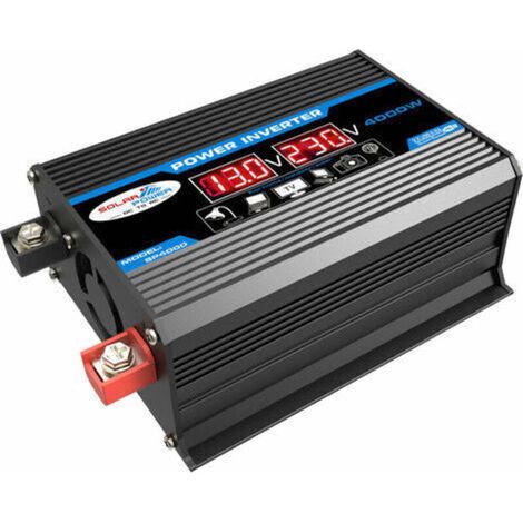 Onduleur à onde sinusoïdale pure 12 V à 220 V 4000 W – Onduleur de puissance à onde sinusoïdale pure – avec télécommande et 2 prises de courant alternatif, adapté aux camping-cars et aux camions. (1/3)