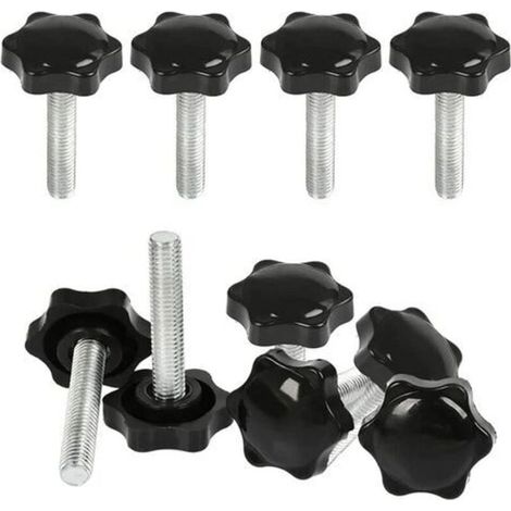 10 Pcs M8x40mm Boutons Serrage Vis Tête Moletée,Bouton Main Fileté Ecrou en Etoile Boulon de Serrage Filetage Boutons de Serrage Filetage avec Poignée Serrage de Poignée Visser en Plastique (1/4)