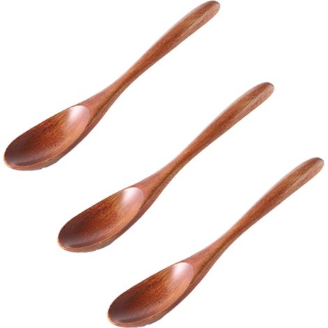 Cuillère en bois à long manche, cuillère à riz en bois massif, cuillère à dessert, ensemble cuillère et fourchette fait main (1/5)