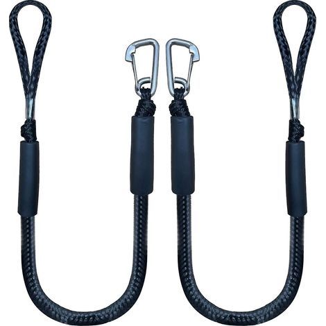 Crea – Ligne d'amarrage élastique 4 pieds – Corde PE + PP avec crochet – Lot de 2 – Absorption des chocs pour bateaux et kayaks (1/2)