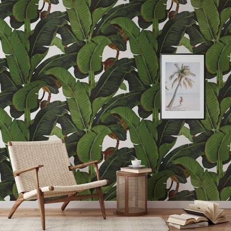 Dschungel Wald Tapete für modernes Wohnzimmer Bananenblätter (1/5)
