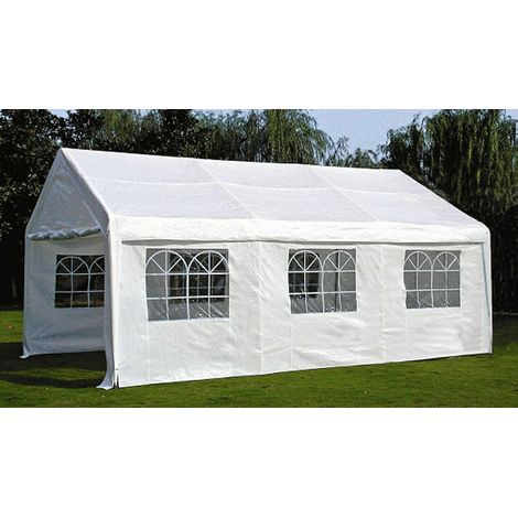 Pavillon 4 x 6 m, Farbe: weiß mit Seitenteilen,Stahl-Gestell