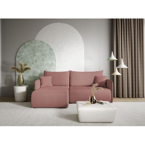 Ecksofa Sofa mit Schlaffunktion CALGARY Stoff Curio Rose Ottomane Links (1/4)