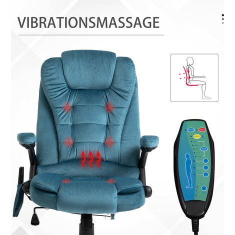 Fauteuil massage bleu, siège chef gamer, chaise bureau relaxante avec fonction massante (1/5)