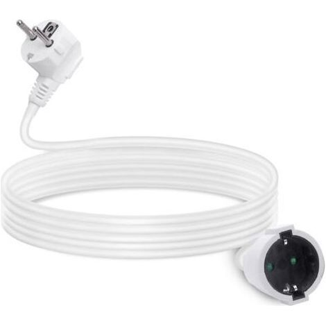 Rallonge de câble 8 m avec fiche de contact de protection Schuko 16 A/250 V, blanc (1/5)