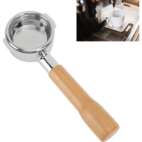 Portafiltro de café, 58 mm, sin fondo, aleación de aluminio, mango de madera, haya, compatible con Expobar Rocket, Faema Wega EM19M2, Gemilai Casadio Ascaso, Sanremo, La Cimbali, Bezzera Royal (1/5)