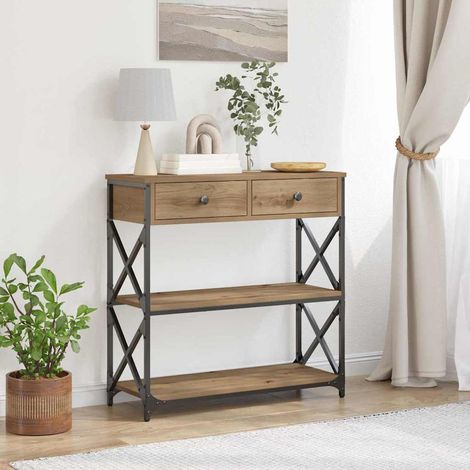 Konsole Tisch mit Schubladen Artisan-Eiche 75 x 28 x 75 cm