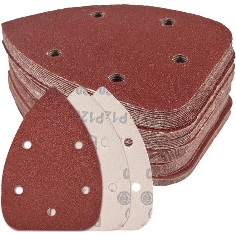 Lot de 55 feuilles de papier de verre 5 trous pour ponceuse à souris, grain 40, 80, 120, 180, 240, pour ponçage et polissage (1/5)