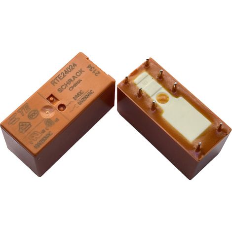TE/Tyco RT424024 24V DC 8A medium power electromagnetic signal relay, with two normally open and two normally closed contacts