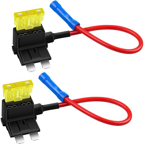 Lot de 2 Fusibles avec Adaptateur de Circuit, Standard Porte-fusible à Double Fente avec 2 Standard 20A Fusible de Voiture Pour Voiture, Camion, Bateau (1/5)