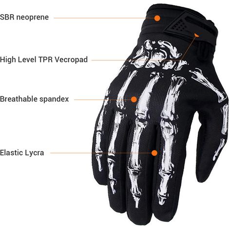 1 paire de gants de motocross squelette pour activités de plein air, coupe-vent et imperméables, pour VTT et sports de plein air. (1/5)