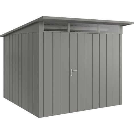 Hörmann Metall-Gerätehaus "Juno" mit Pultdach, JPD10 - Modern, 262 x 262 cm (B x T), graualuminium, 1-flüglige Tür, Anschlag rechts (1/5)