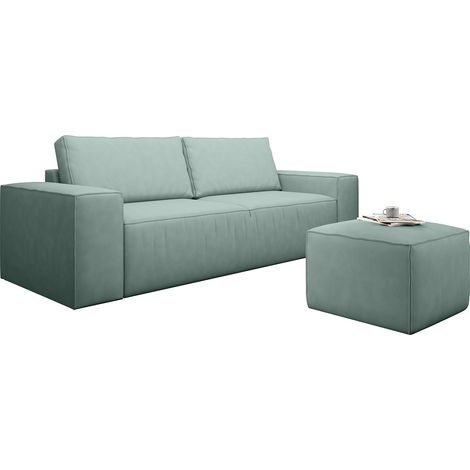 Canapé convertible WILACE en tissu – 260cm-Vert emeraude (1/5)