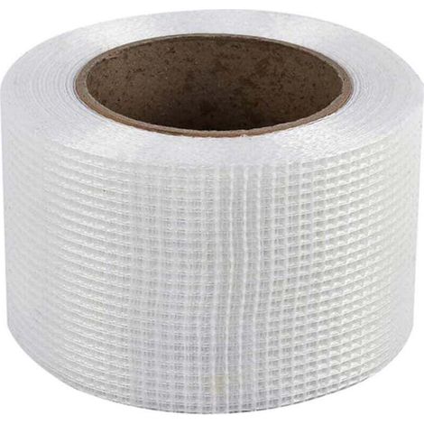 Ruban à Mailles en Fibre de Verre, Jonction en Fibre de Verre Auto-Adhésive Haute Résistance et Rouleau de Tissu de Ruban de Plâtrage pour Remplissage Fissures et Réparation Joints-5 cm x 90 m (1/4)