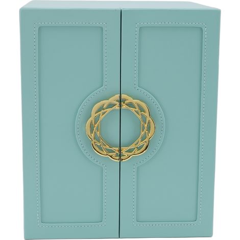 Schmuckaufbewahrungsbox aus grünem Leder im europäischen Stil für Halsketten, Ohrringe, Uhren und Armbänder (1/5)
