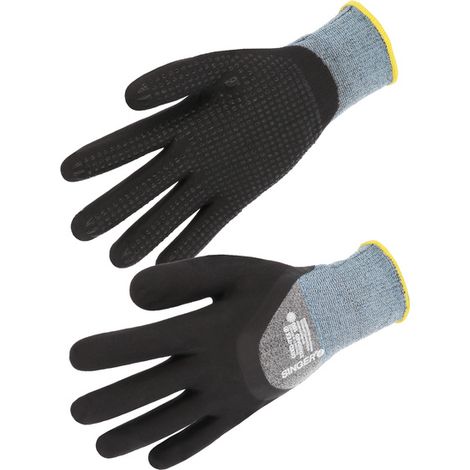 Gant nitrile mousse enduit 3/4 Picots- SINGER - NYMFIT01 T6 (1/4)