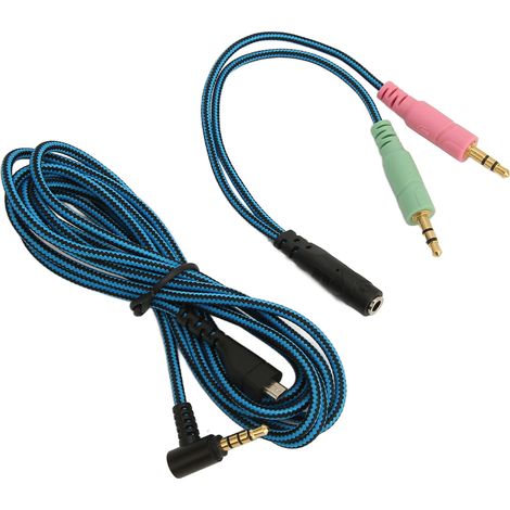 Câble de remplacement pour casque Steelseries Arctis 3, 5 et 7 Pro, avec connecteur coudé et noyau OFC, et adaptateur en Y (2 m). (1/5)