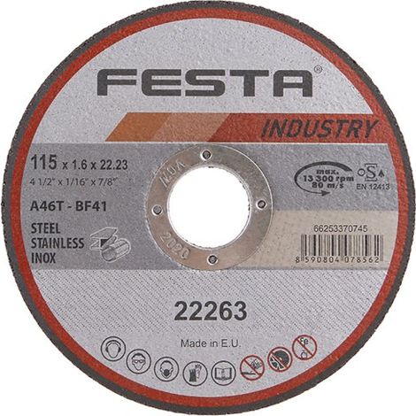 Disco de corte FESTA INDUSTRIA para metal 115x1,6x22,2mm 22263.01