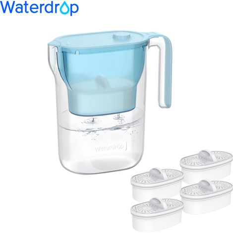 Waterdrop Water Filter Jug Fridge Water Filter Jug with 3 Month Filter, 2.5 L, Reduces Fluoride, Chlorine and More, NSF Certified, BPA-Free, Blue (With 4 Litre Filters) (1/5)