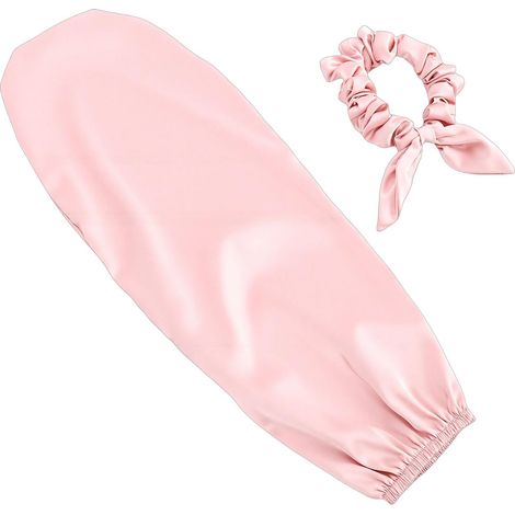Bonnet de Nuit 2 en 1, Bonnet pour Cheveux Longs et Bouclés avec élastique, Protecteur de Cheveux en Soie Artificielle pour Dormir et au Quotidien (1/5)