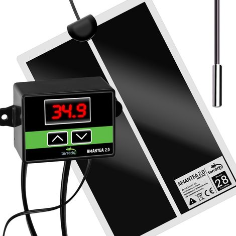 Tapis chauffant pour terrarium avec sonde thermostatique, idéal pour les reptiles (28 W).