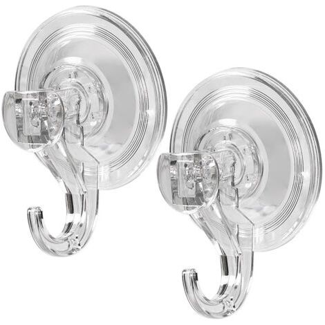 Lot de 2 crochets à ventouse imperméables et réutilisables pour douche, fenêtre, porte en verre, cuisine, salle de bain, douche, etc (1/5)