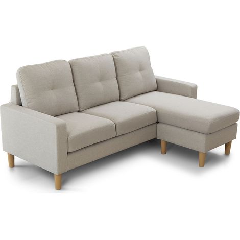Home Heavenly®Sofá Chaise Longue Reversible Clin - Sofá de Diseño Moderno con Tapizado Antimanchas Color : Beige