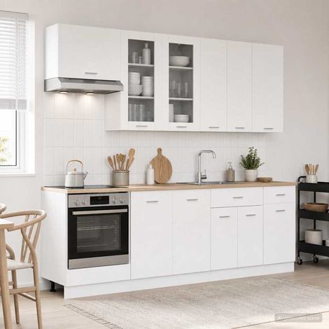 vidaXL Unità Cucina LYON 8 pz Bianco Legno ingegnerizzato (1/5)