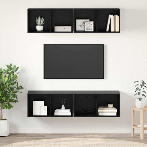 TV-Schrankset 4 pcs Schwarz Eichen-Optik 37 x 37 x 72 cm