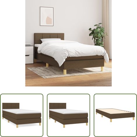 Matelas à ressorts ensachés - Sommier à lattes de lit avec matelas Marron foncé 90x200 cm (1/5)