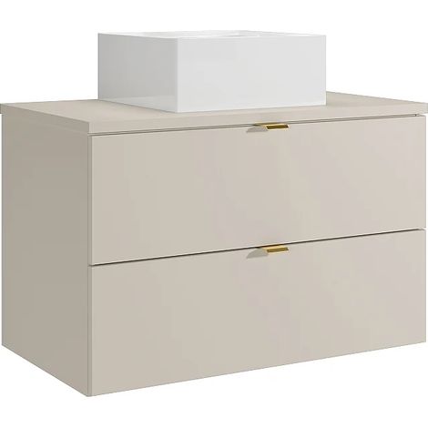 Mobile bagno sospeso con lavabo da appoggio quadrato Beige 80 cm - LAVENA (1/5)