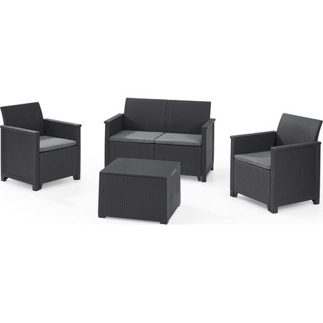 set da giardino keter "emma lounge" con divano 2 posti, colore grafite - keter (1/5)