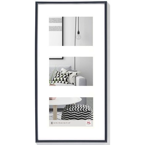 Cadre Photo Noir 3X 10x15 cm galerie avec Passe-Partout, Cadre Plastique Galeria KB315S (1/5)