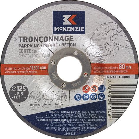 Disque à tronçonner matériaux - d.125x2.5mm