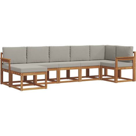 Conjunto de sofás de exterior 7 pcs Gris Natural y Claro vidaXL (1/5)