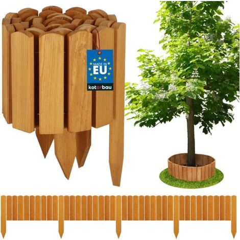 Bordure Jardin Exterieur Bois - 200 x 20 cm - Cloture Bois Jardin - Chêne - Palissade Flexible - Décoration Jardin-NANOTEH (1/5)