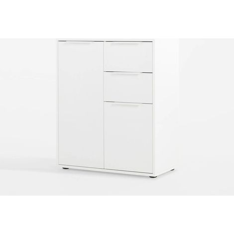 Mueble 2 puertas y 2 cajones blanco brillante 72x35x87