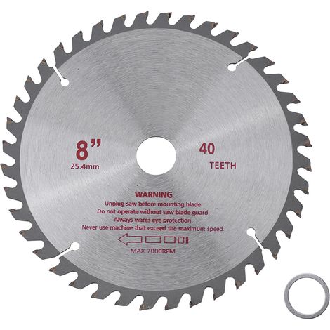 8inches 40T Teeth Cemented Carbide Circular Saw Blade Wood Cutting Tool Bore Diameter 25.4mm (1/5)