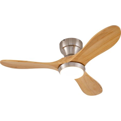 Ventilador de techo de 36" con luz, mando a distancia, 3 aspas de madera, 6 velocidades (1/5)