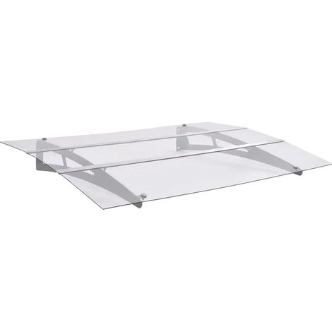 Marquesina para puerta, material de policarbonato, diseño moderno, BLANCO (1/2)